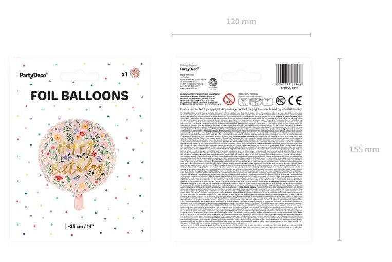 Balon foliowy Happy Birthday 45cm jasny różowy FB48 PartyDeco